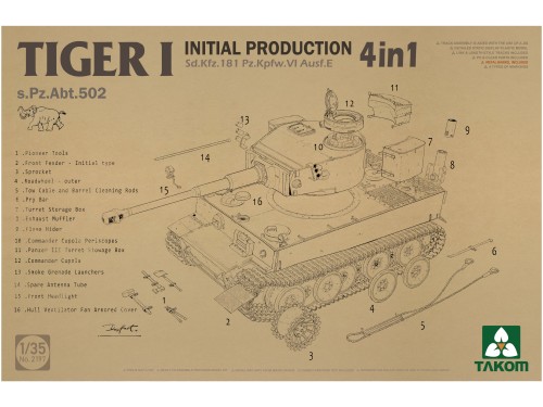 Czołg Tiger I Sd.Kfz.181 Pz.Kpfw.VI Ausf.E Initial Production s.Pz.Abt.502 2197 Takom