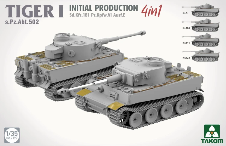 Czołg Tiger I Sd.Kfz.181 Pz.Kpfw.VI Ausf.E Initial Production s.Pz.Abt.502 2197 Takom