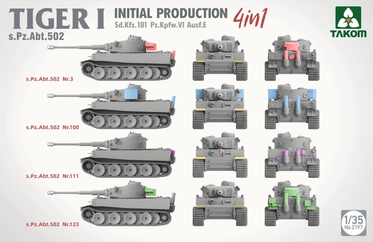 Czołg Tiger I Sd.Kfz.181 Pz.Kpfw.VI Ausf.E Initial Production s.Pz.Abt.502 2197 Takom
