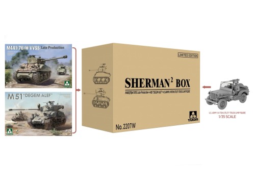 Czołgi Sherman² Box M4A1(76W) VVSS Late & M51 Degem Alef 2207W Takom
