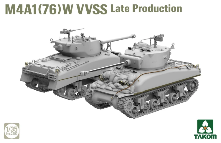 Czołg M4A1 (76)W VVSS & M51 Degem Alef & U.S. Army 1/4 Ton 2207W Takom