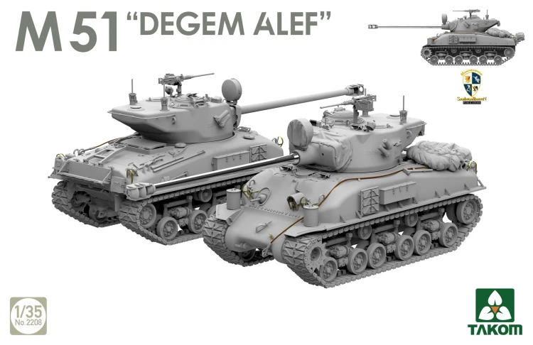 Czołg M4A1 (76)W VVSS & M51 Degem Alef & U.S. Army 1/4 Ton 2207W Takom