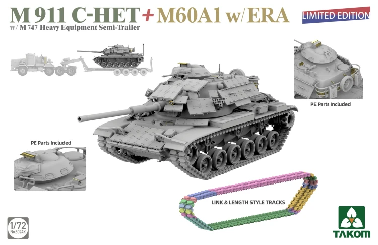 Ciągnik M911 C-HET w/ M747 Heavy Equipment Semi-Trailer + M60A1 w/ERA 5024X Takom