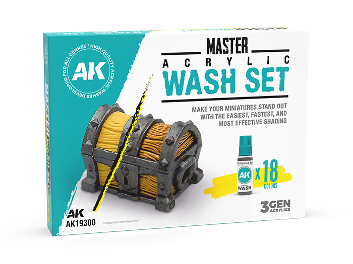 Wash modelarski Master Acrylic Wash Set (18 Colors) AK19300 AK Interactive
