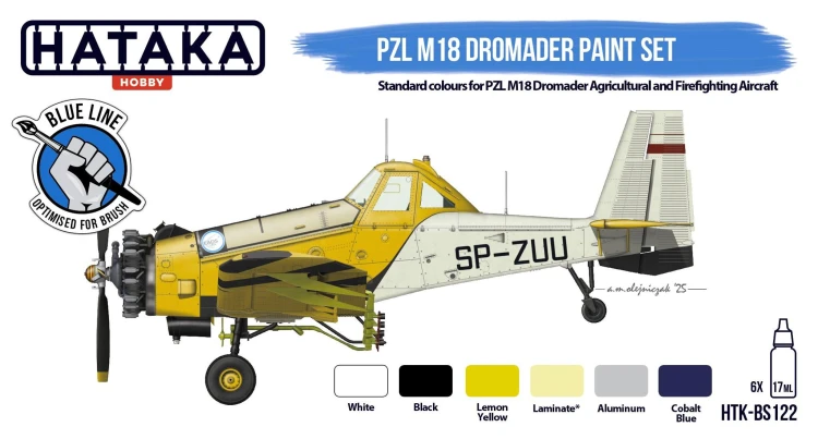 Zestaw farb akrylowych PZL M18 Dromader HTK-BS122 Hataka