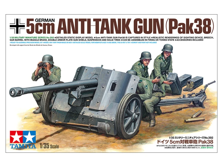 Armata przeciwpancerna 5 cm German Anti-Tank Gun Pak 38 35392 Tamiya