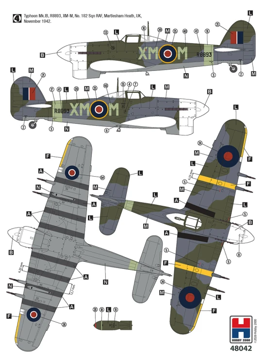 Samolot Hawker Typhoon Mk.IB Car Door 1942 48042 Hobby 2000