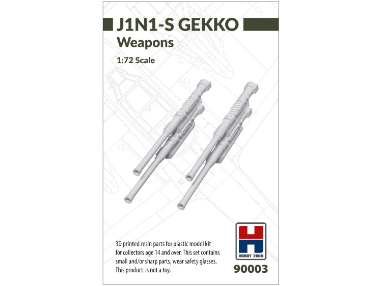 3D printed resin parts for J1N1-S Gekko Weapons 90003 Hobby 2000