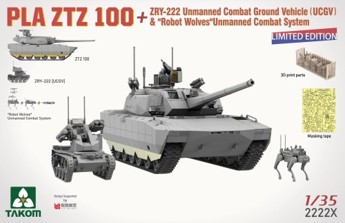 Czołg PLA ZTZ 100 & pojazd bojowy ZRY-222 & Robot Wolves 2222X Takom