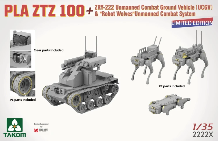 Czołg PLA ZTZ 100 & pojazd bojowy ZRY-222 & Robot Wolves 2222X Takom