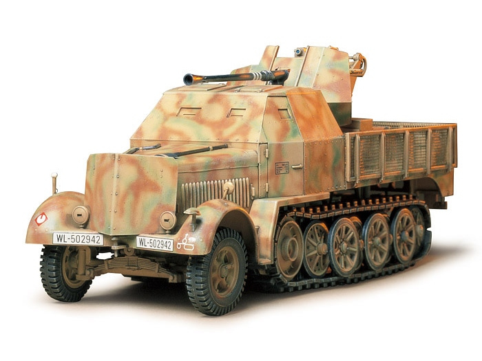 Pojazd 8ton Semi Track 3.7 cm Flak 37 Sd.Kfz.7/2 Armored Cab Type 35144 Tamiya