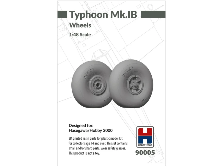3D printed resin parts for Typhoon Mk.IB Wheels 90005 Hobby 2000