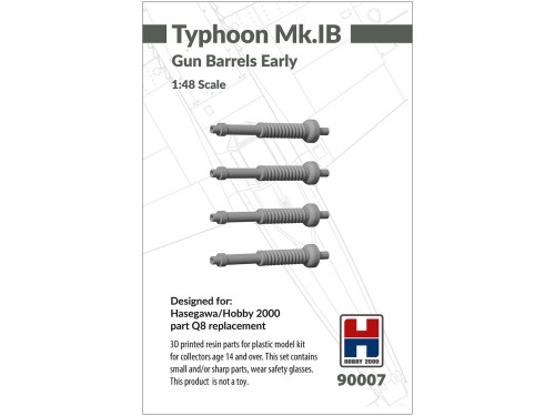 3D printed resin parts for Typhoon Mk.IB Gun Barrels Early 90007 Hobby 2000