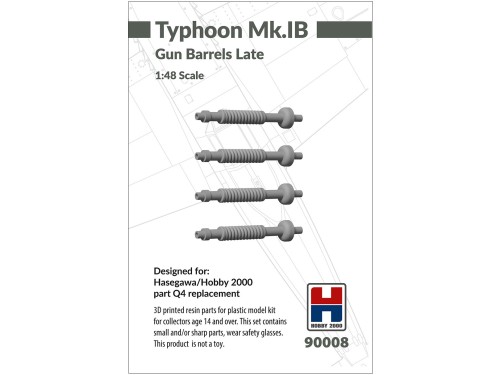 3D printed resin parts for Typhoon Mk.IB Gun Barrels Late 90008 Hobby 2000