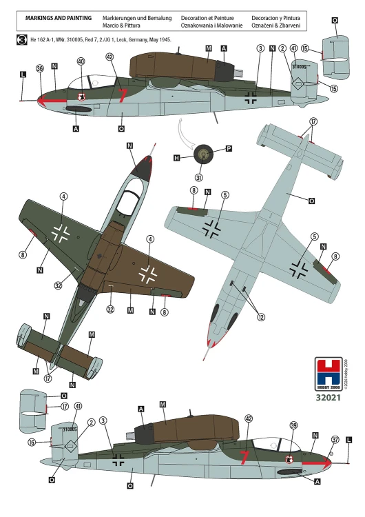 Samolot Heinkel He 162 A-1 Salamander 32021 Hobby 2000