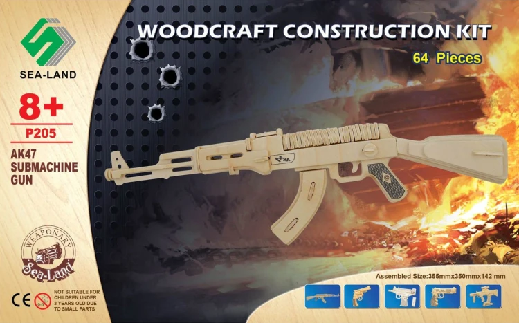 Karabinek AK-47 składanka drewniana puzzle 3D P205 Sea-Land