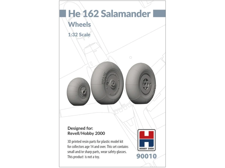 3D printed resin parts for He 162 Salamander Wheels 90010 Hobby 2000