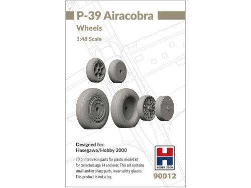 3D printed resin parts for P-39 Airacobra Wheels 90012 Hobby 2000