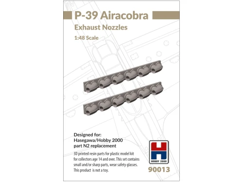 3D printed resin parts for P-39 Airacobra Exhaust Nozzles 90013 Hobby 2000