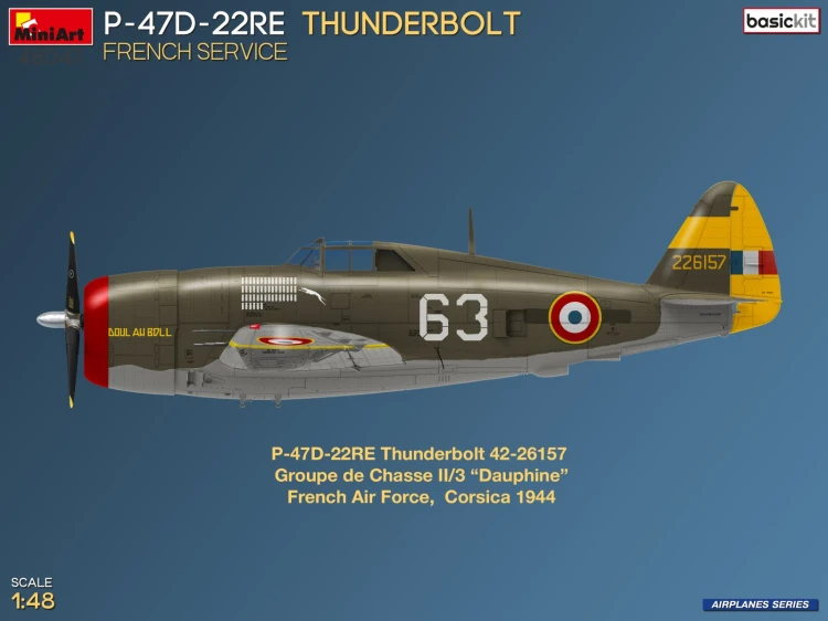 Samolot Republic P-47D-22RE Thunderbolt French Service 48047 MiniArt
