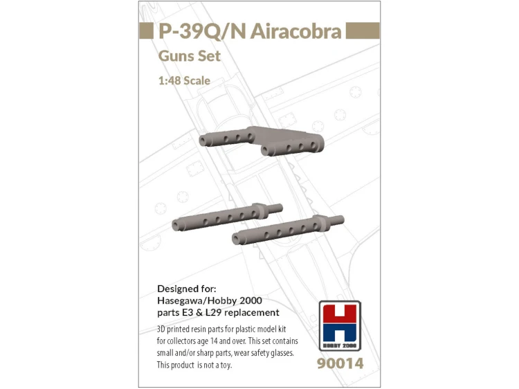 3D printed resin parts for P-39Q/N Airacobra Guns Set 90014 Hobby 2000