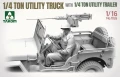 Willys MB Jeep 1/4 Ton Utility Truck with 1/4 Ton Utility Trailer 1026 Takom