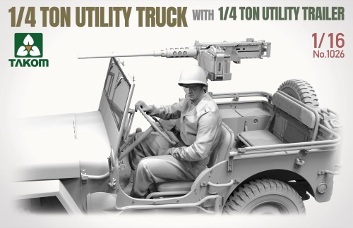 Willys MB Jeep 1/4 Ton Utility Truck with 1/4 Ton Utility Trailer 1026 Takom