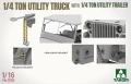 Willys MB Jeep 1/4 Ton Utility Truck with 1/4 Ton Utility Trailer 1026 Takom