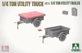 Willys MB Jeep 1/4 Ton Utility Truck with 1/4 Ton Utility Trailer 1026 Takom
