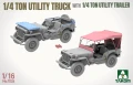 Willys MB Jeep 1/4 Ton Utility Truck with 1/4 Ton Utility Trailer 1026 Takom