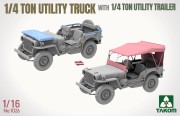 Willys MB Jeep 1/4 Ton Utility Truck with 1/4 Ton Utility Trailer 1026 Takom