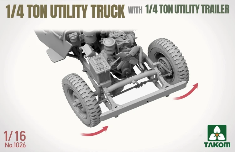 Willys MB Jeep 1/4 Ton Utility Truck with 1/4 Ton Utility Trailer 1026 Takom
