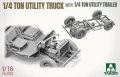 Willys MB Jeep 1/4 Ton Utility Truck with 1/4 Ton Utility Trailer 1026 Takom