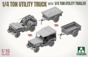 Willys MB Jeep 1/4 Ton Utility Truck with 1/4 Ton Utility Trailer 1026 Takom