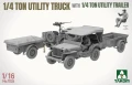 Willys MB Jeep 1/4 Ton Utility Truck with 1/4 Ton Utility Trailer 1026 Takom