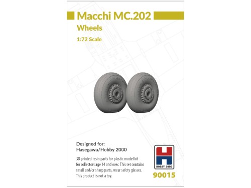 3D printed resin parts for Macchi MC.202 Wheels 90015 Hobby 2000
