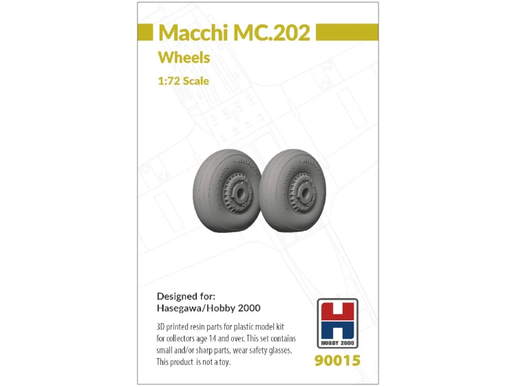 3D printed resin parts for Macchi MC.202 Wheels 90015 Hobby 2000