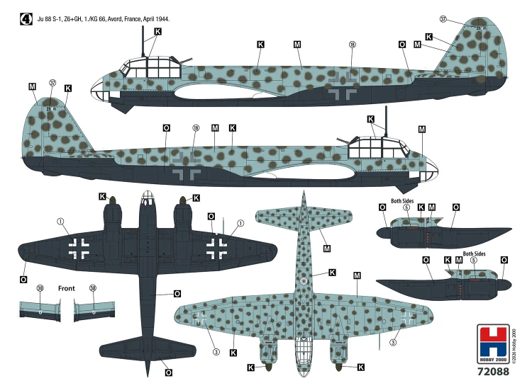 Samolot Junkers Ju 88 S-1 72088 Hobby 2000