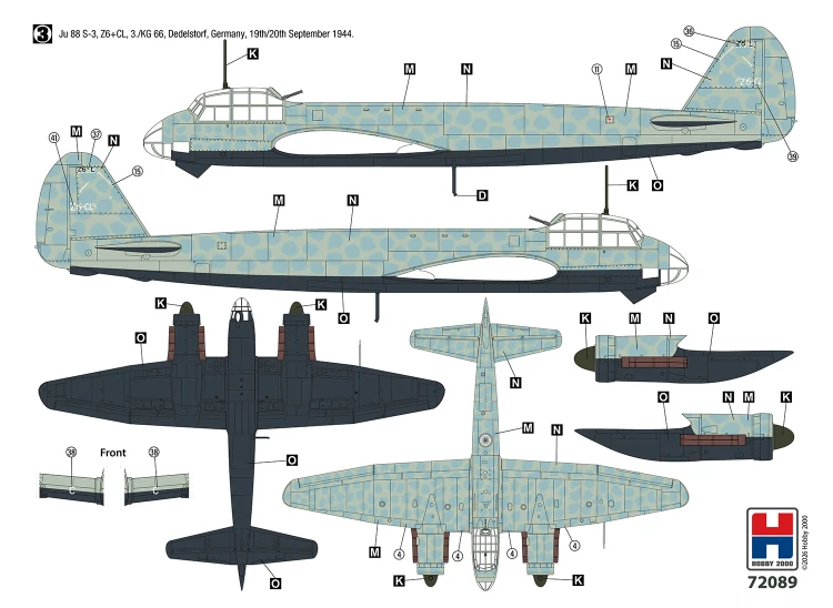 Samolot Junkers Ju 88 S-3 72089 Hobby 2000