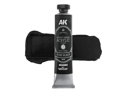 Farba akrylowa Artist Dense Acrylic Color Pure Black AKAD003 AK Interactive