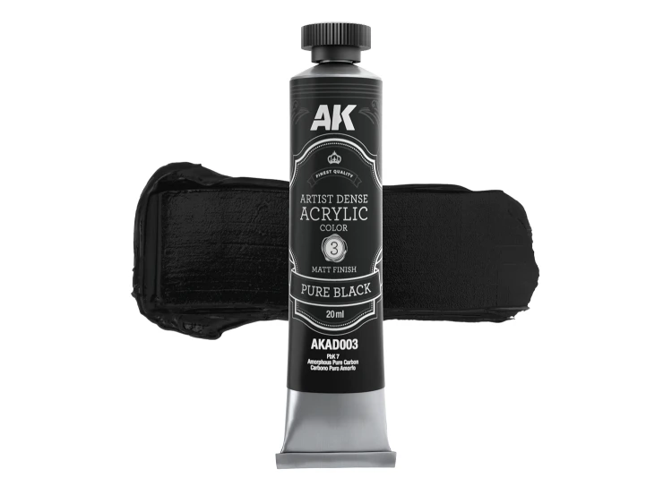 Farba akrylowa Artist Dense Acrylic Color Pure Black AKAD003 AK Interactive