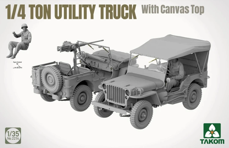 Willys MB Jeep 1/4 Ton Utility Truck With Canvas Top 2214 Takom