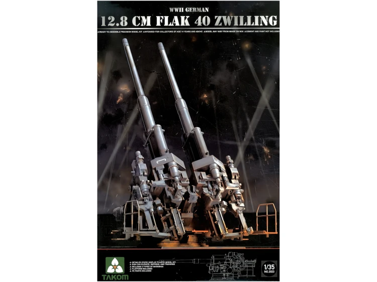 Armata przeciwlotnicza 12,8 cm FlaK 40 Zwilling 2023 Takom
