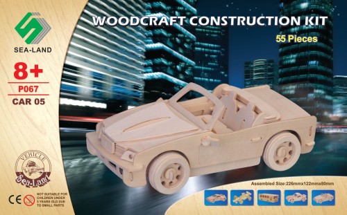 Samochód sportowy kabriolet składanka drewniana puzzle 3D P067 Sea-Land