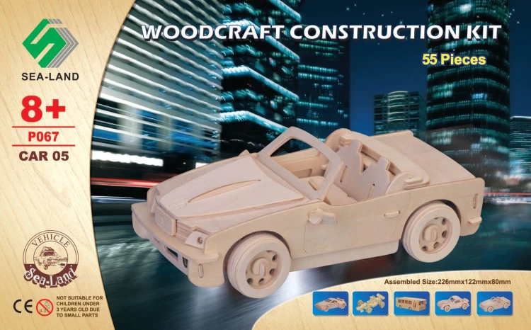 Samochód sportowy kabriolet składanka drewniana puzzle 3D P067 Sea-Land
