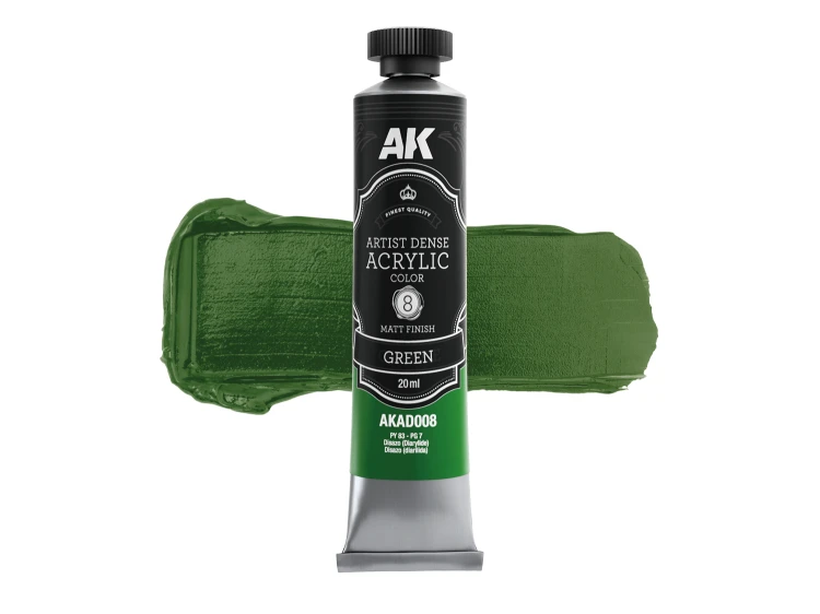 Farba akrylowa Artist Dense Acrylic Color Green AKAD008 AK Interactive