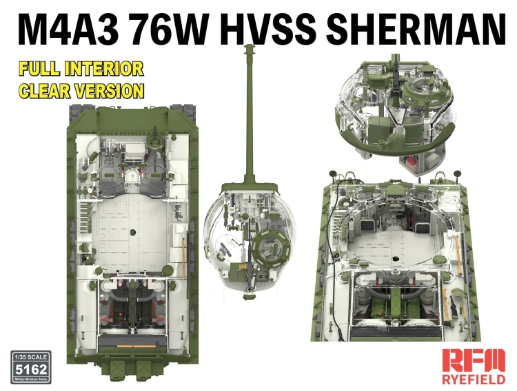 Czołg M4A3 76W HVSS Sherman Full Interior Clear Version RM-5162 RFM