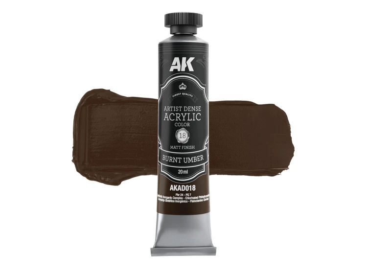 Farba akrylowa Artist Dense Acrylic Color Burnt Umber AKAD018 AK Interactive
