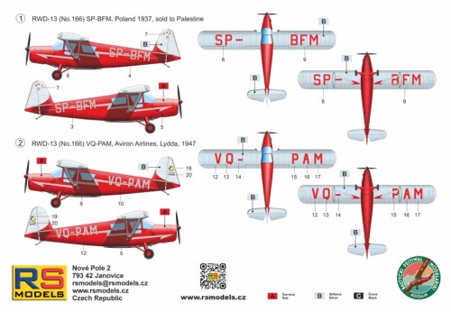 Samolot RWD-13ST Polish touring plane 94099 RS Models