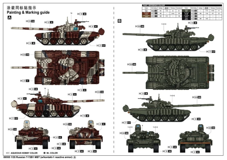 Czołg T-72B1 MBT 09555 Trumpeter